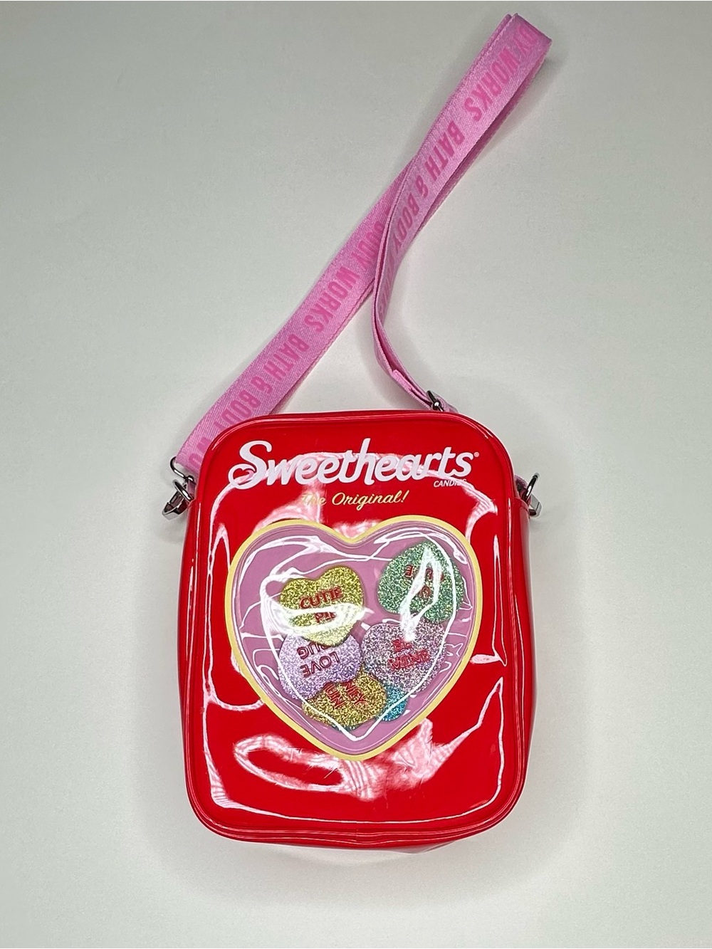 Bath & Body Works Red Crossbody Bag with Pink Strap